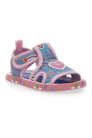 Modri sandali z mavricami in srčki Pitt kids PK2406C