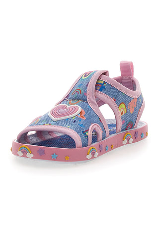 Modri sandali z mavricami in srčki Pitt kids PK2406C
