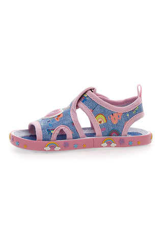 Modri sandali z mavricami in srčki Pitt kids PK2406C