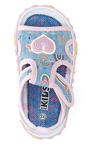 Modri sandali z mavricami in srčki Pitt kids PK2406C