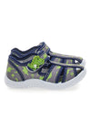 Modri sandali z vzorcem dinozavrov s polodprtimi prsti Pitt kids PK2492G