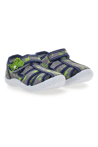 Modri sandali z vzorcem dinozavrov s polodprtimi prsti Pitt kids PK2492G