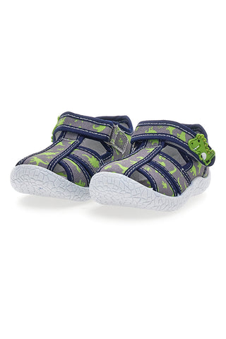 Modri sandali z vzorcem dinozavrov s polodprtimi prsti Pitt kids PK2492G
