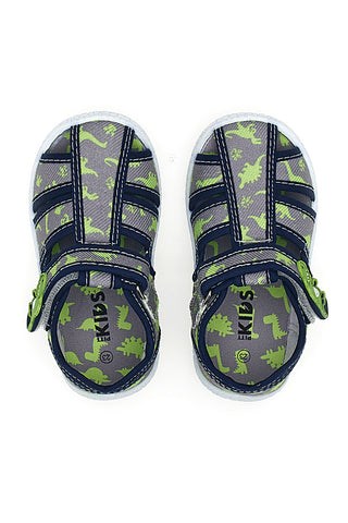 Modri sandali z vzorcem dinozavrov s polodprtimi prsti Pitt kids PK2492G