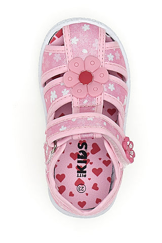 Roza sandali s cvetličnim vzorcem s polodprtimi prsti Pitt kids PK2876C