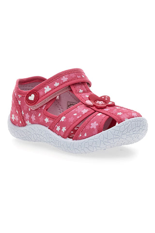 Roza polodprti sandali s cvetličnim vzorcem Pitt kids PK2877A