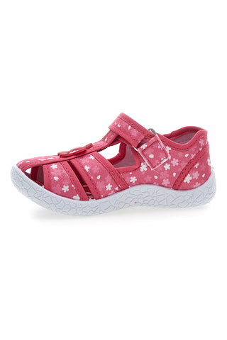 Roza polodprti sandali s cvetličnim vzorcem Pitt kids PK2877A