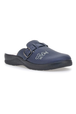 Delovni copati MR Chef 8015 Modri Prava usnja