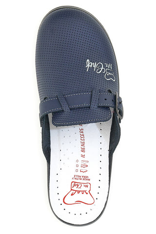 Delovni copati MR Chef 8015 Modri Prava usnja