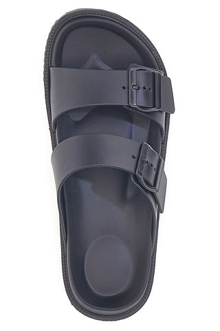 Črne natikače z dvojnim trakom 2T2L 72593