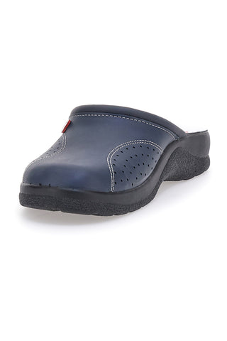 Delovni copati MR Chef 8028 Modri Prava usnja