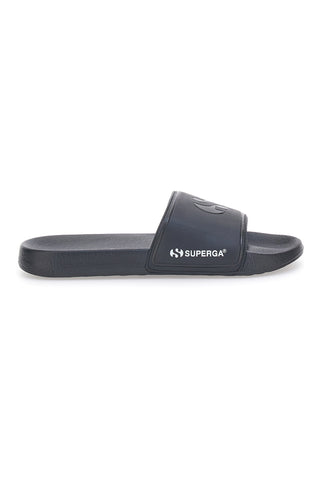 Črne natikače z enim trakom in logotipom Superga 24S753