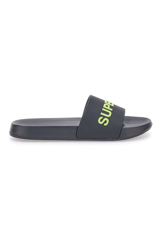 Črne moške natikače z zelenim trakom in logotipom Superga S24U433