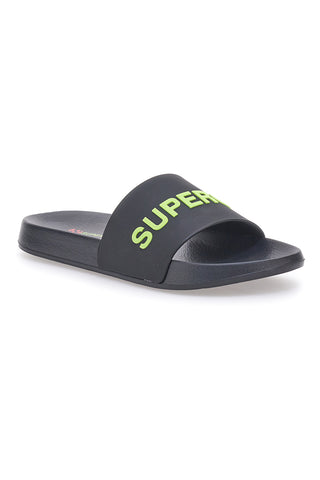 Črne moške natikače z zelenim trakom in logotipom Superga S24U433
