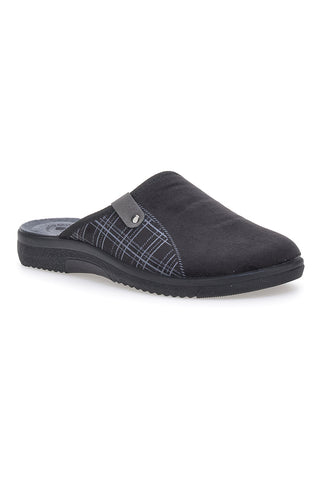 Pantofole nere con inserti a quadri e plantare anatomico Inblu 17 DG