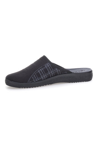 Pantofole nere con inserti a quadri e plantare anatomico Inblu 17 DG