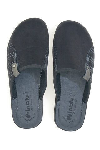 Pantofole nere con inserti a quadri e plantare anatomico Inblu 17 DG