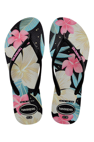 Čevlji Havaianas Slim Floral črni in roza