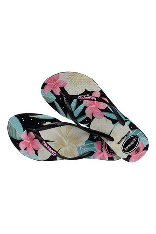 Čevlji Havaianas Slim Floral črni in roza