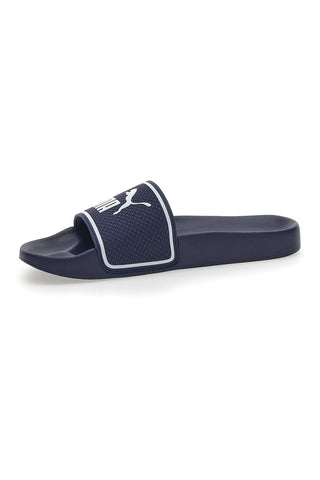 Modre gumijaste copate z velikim logotipom Puma Leadcat 2.0 JR