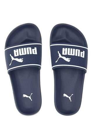 Modre gumijaste copate z velikim logotipom Puma Leadcat 2.0 JR
