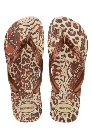 Bež in rjave sandale z vzorcem Havaianas Top Animal