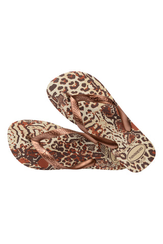 Bež in rjave sandale z vzorcem Havaianas Top Animal