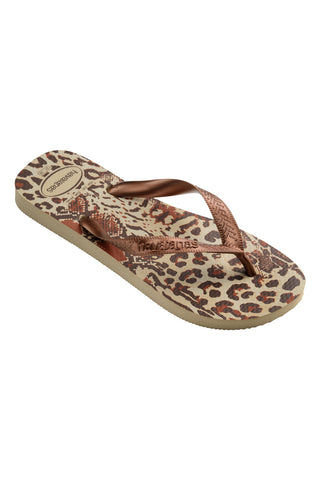 Bež in rjave sandale z vzorcem Havaianas Top Animal