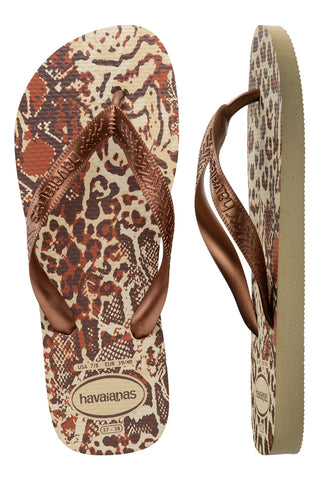 Bež in rjave sandale z vzorcem Havaianas Top Animal