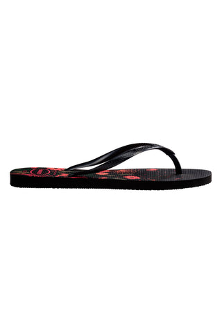 Črne japonke z rožami Havaianas Slim Organic