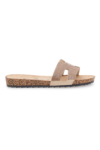 Sandalji Champagne z bleščečim trakom FUN BEACH 13523