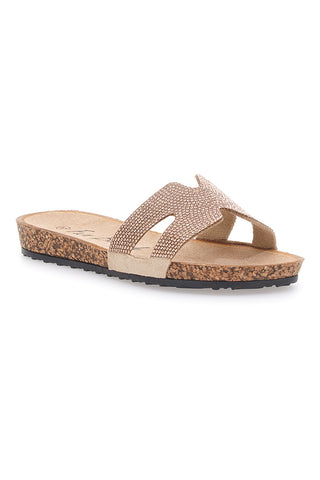 Sandalji Champagne z bleščečim trakom FUN BEACH 13523
