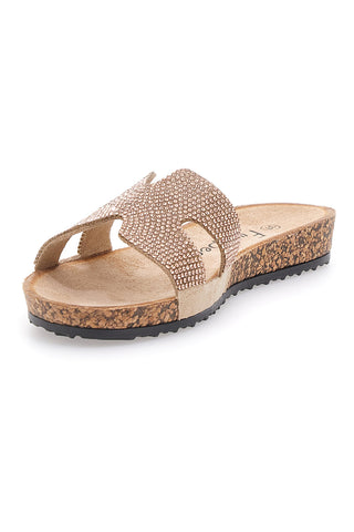 Sandalji Champagne z bleščečim trakom FUN BEACH 13523