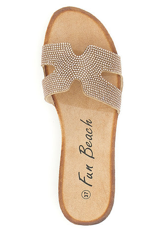 Sandalji Champagne z bleščečim trakom FUN BEACH 13523