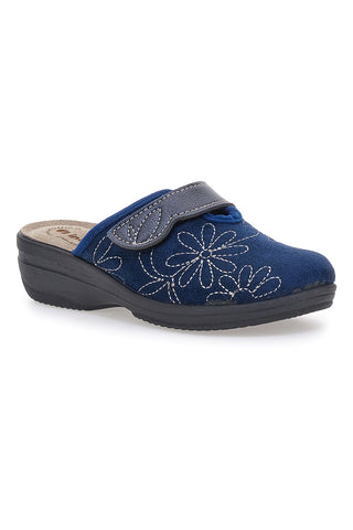 Modre natikače z cvetličnim vezenjem in nastavljivim zapenjanjem Inblu 17 LV