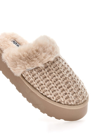 Bež pletene copate z notranjostjo iz pliša Superga S79Y310