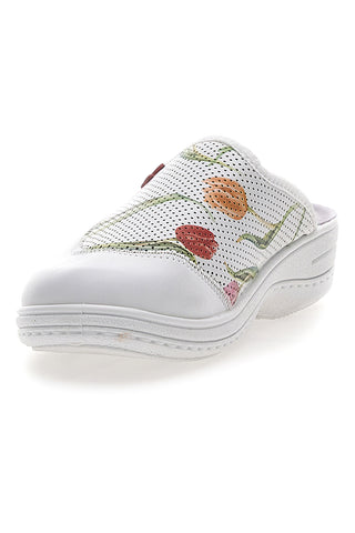 Profesionalne bele copate z cvetličnim vezenjem The Mrs Chef 5533