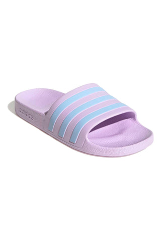Lila kopalke z Adidas Adilette Aqua črtami