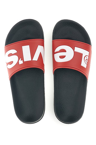 Črno-rdeči copati za bazen z logotipom Levi's VPOL0241S