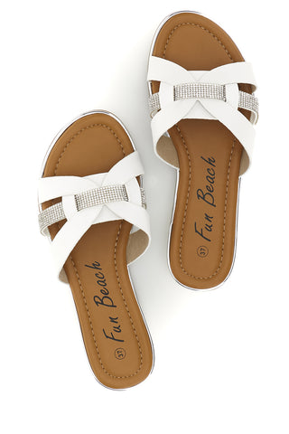 Beli copati s prekrižanimi trakovi Fun beach 14217