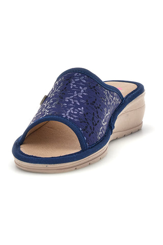 Ciabatte Blu con zeppa comfort Linea Comoda 7555