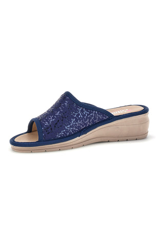 Ciabatte Blu con zeppa comfort Linea Comoda 7555