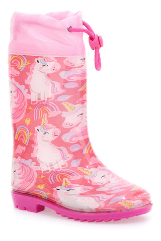 Roza deževni škornji z unicorni in vrvico Unicorn S8010176S10