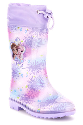 Stivali da pioggia lilla con coulisse e stampa Elsa e Anna Frozen D4310861S02