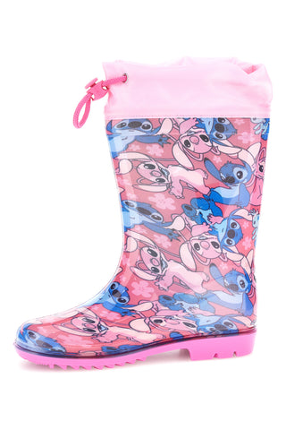 Stivali da pioggia rosa con coulisse e stampa allover Lilo & stitch D6020172S