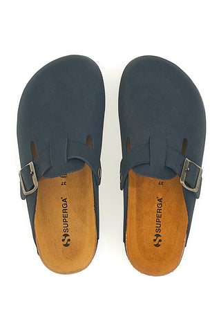 Črne copate Made in Italy z notranjim podplatom iz pravega usnja SUPERGA S31U384