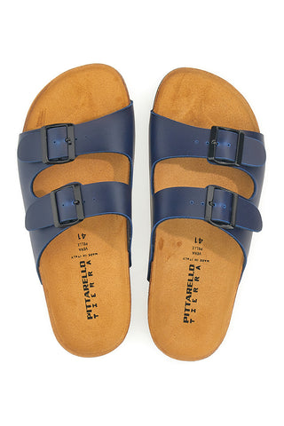 Modre natikače z dvojno zaponko in usnjenim podplatom Made in Italy Pittarello Tierra 335A038SR