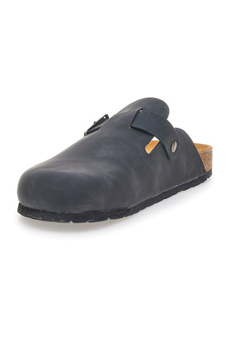 Črne zaprte natikače z usnjenim podplatom, izdelane v Italiji PITTARELLO TIERRA 335A013PR