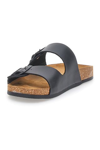 Črne natikače z dvojno zaponko, izdelane v Italiji PITTARELLO TIERRA 335A20630SR
