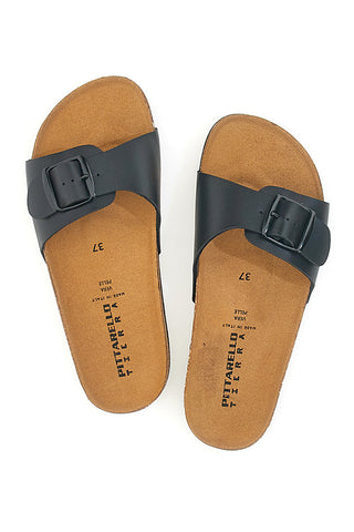 Črne natikače z trakom, izdelane v Italiji PITTARELLO TIERRA 335A21030SR